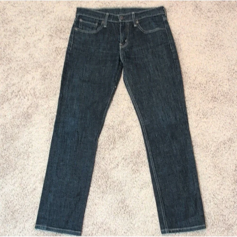 Levi's Men's Slim Fit Dark Blue Denim Jeans Dark Wash Button Zip 5-Pocket Logo